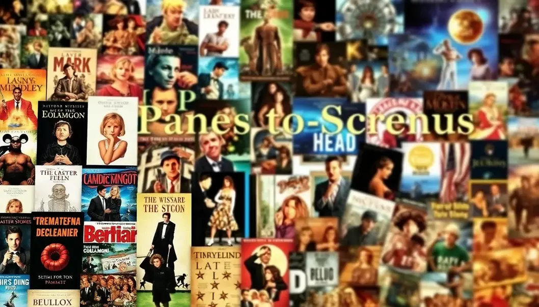 From Pages to Screens: Books that Sparked Blockbuster Movies A collage of book covers and movie scenes symbolizing book-to-film transitions.