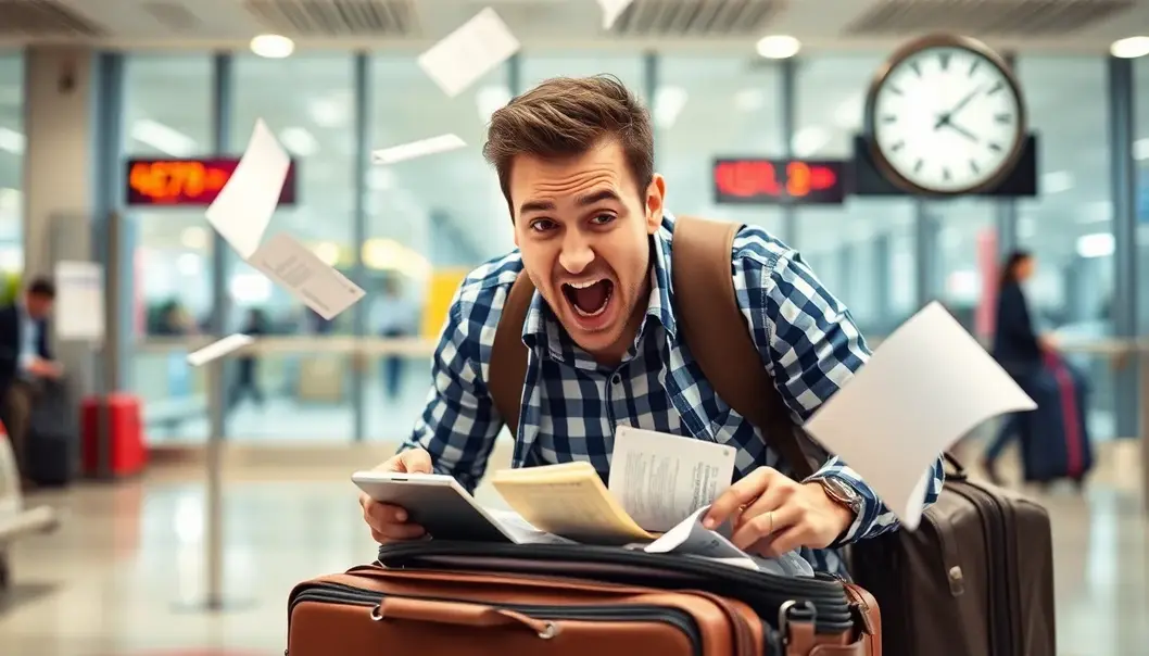 Laugh-Out-Loud Travel Fails: Hilarious Mishaps on the Road The traveler experiencing a last-minute passport panic at an airport.